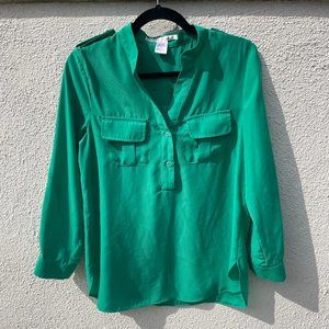Women's Medium Ellison Tobi Green Utility Blouse Top